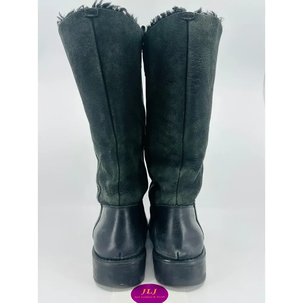 Santana Canada Women's Vermont Black Leather Shearling Lined Boots Size 8.5
